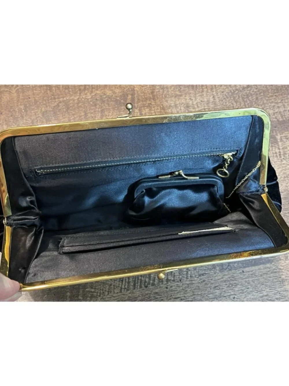 VTG Morris Moskowitz (MM) Black Velvet Clutch w/Coin Purse Evening Formal Gala
